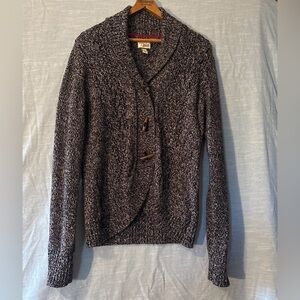 Knitted By Bass Knit Cardigan Long Sleeve Black/White Women’s Sz M